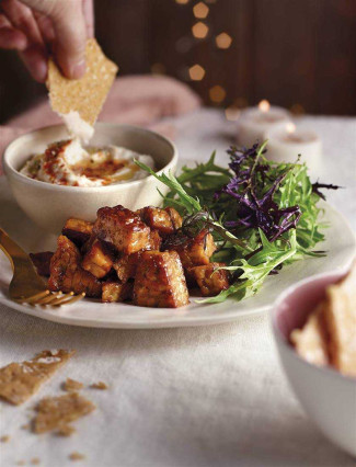 Puré de coliflor y frijol con tempeh salteado
