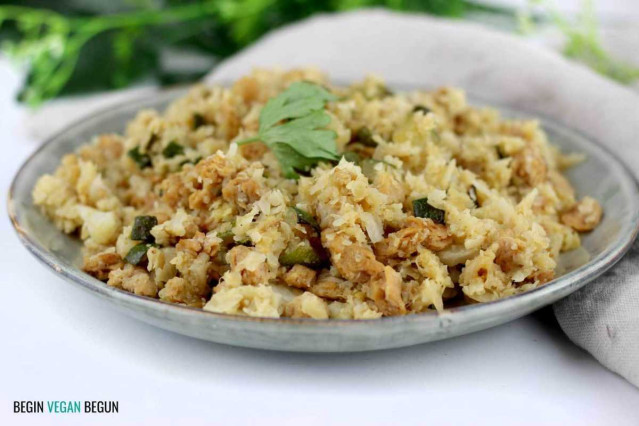 Colirroz con zapallito italiano y soya texturizada