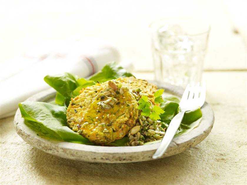 Hamburguesa de tofu con arroz