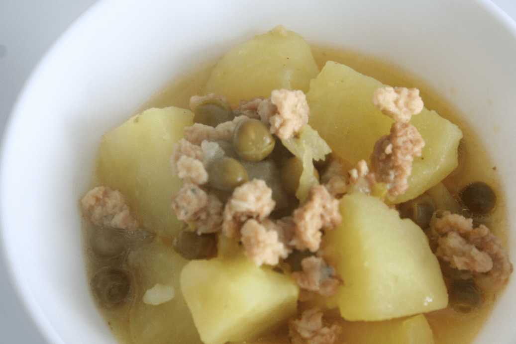 Papas guisadas con soja texturizada